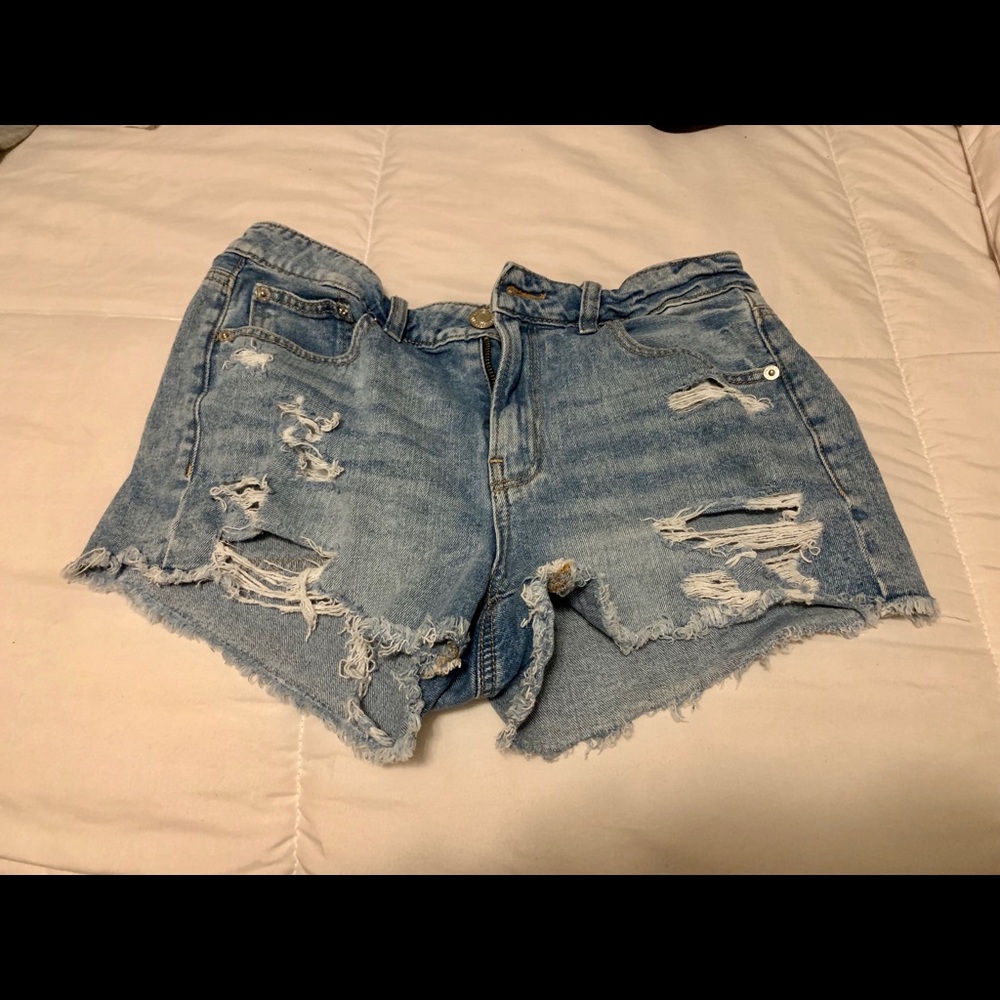 dark denim jean shorts